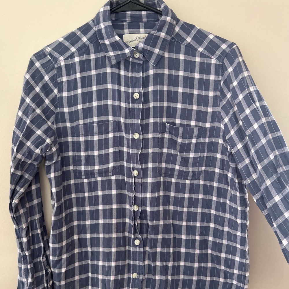 Universal Thread women’s blue plaid shirt US XS